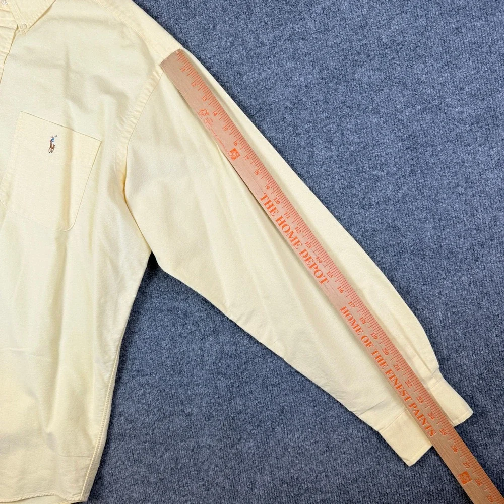 Vintage Polo Ralph Lauren Oxford Shirt Mens XL Pastel Yellow OCBD Flesh Pony 90s